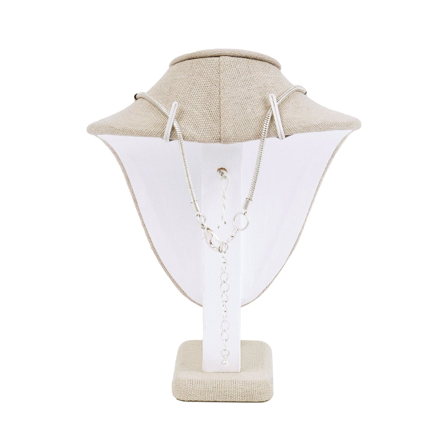 #189-3-LNT Linen Covered Necklace Display Bust, Tan Linen