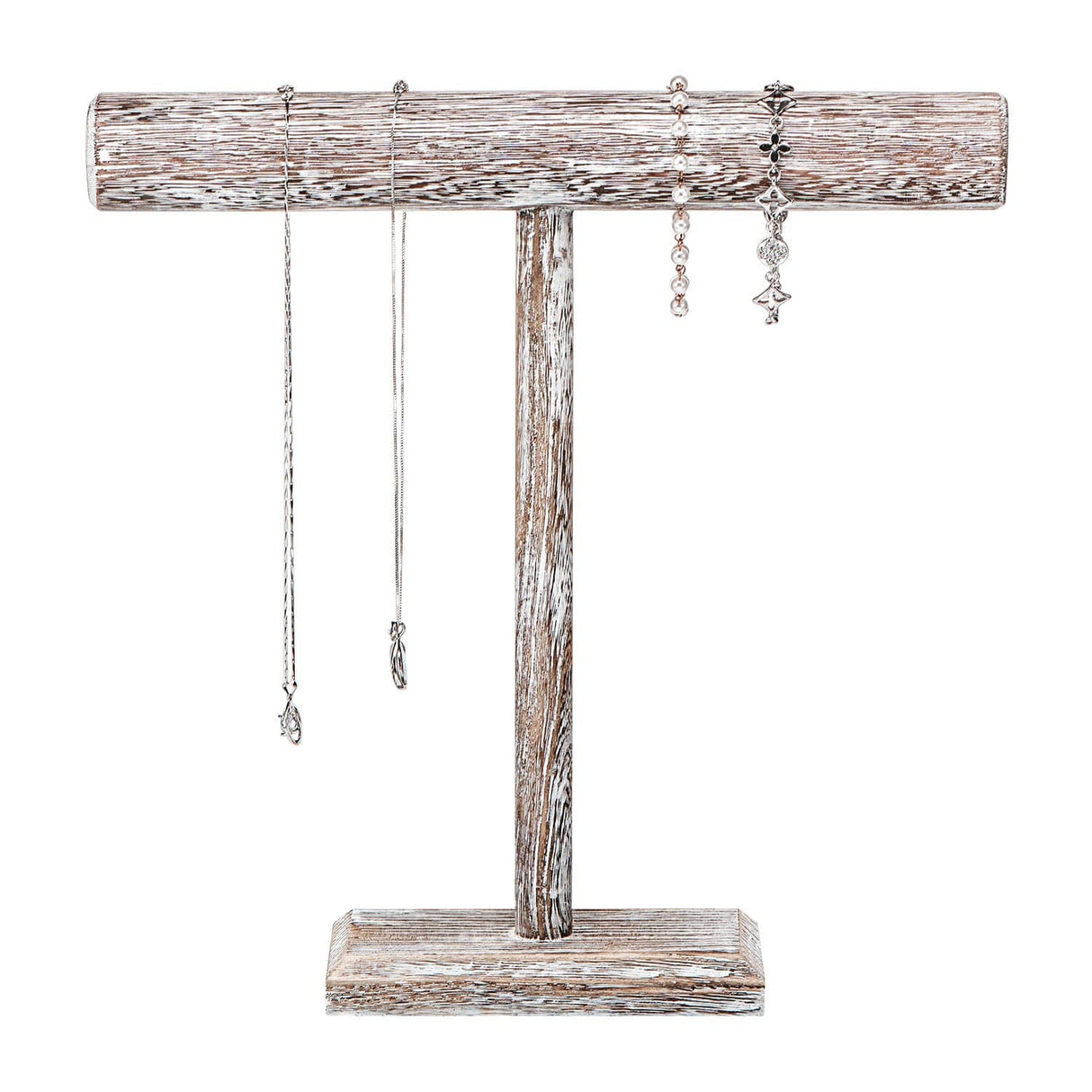 #219-1BW-ATWH Wooden T-Bar Display,Antique White Color