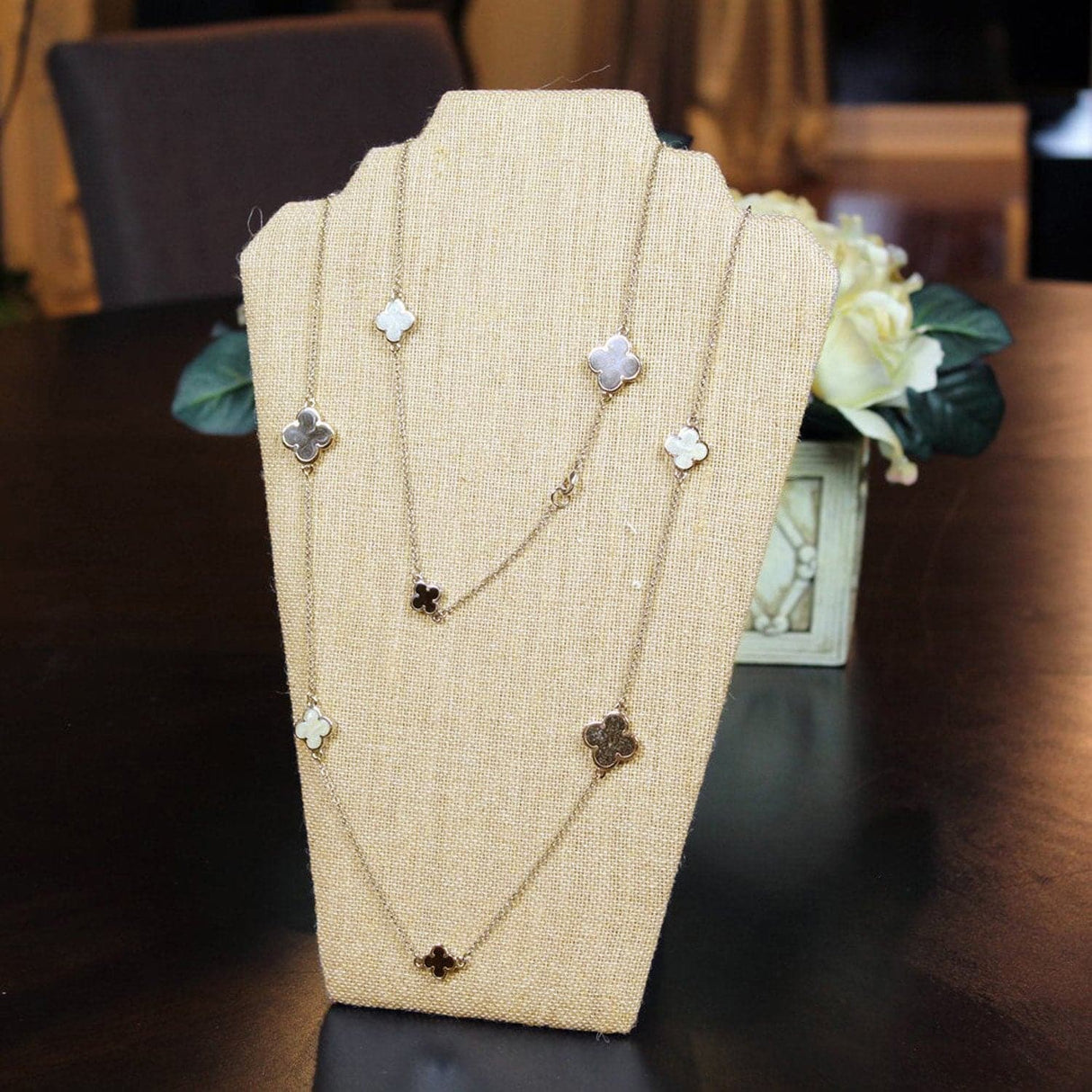 Linen Covered Padded Wood Necklace Display Easel-Nile Corp