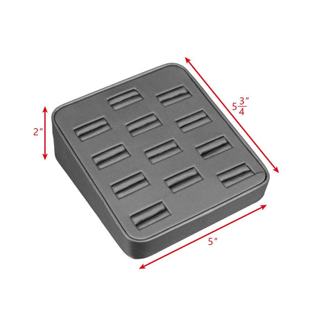 Steel Gray Faux Leather Ring Display-Nile Corp