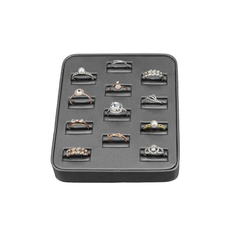 Steel Gray Faux Leather Ring Display-Nile Corp