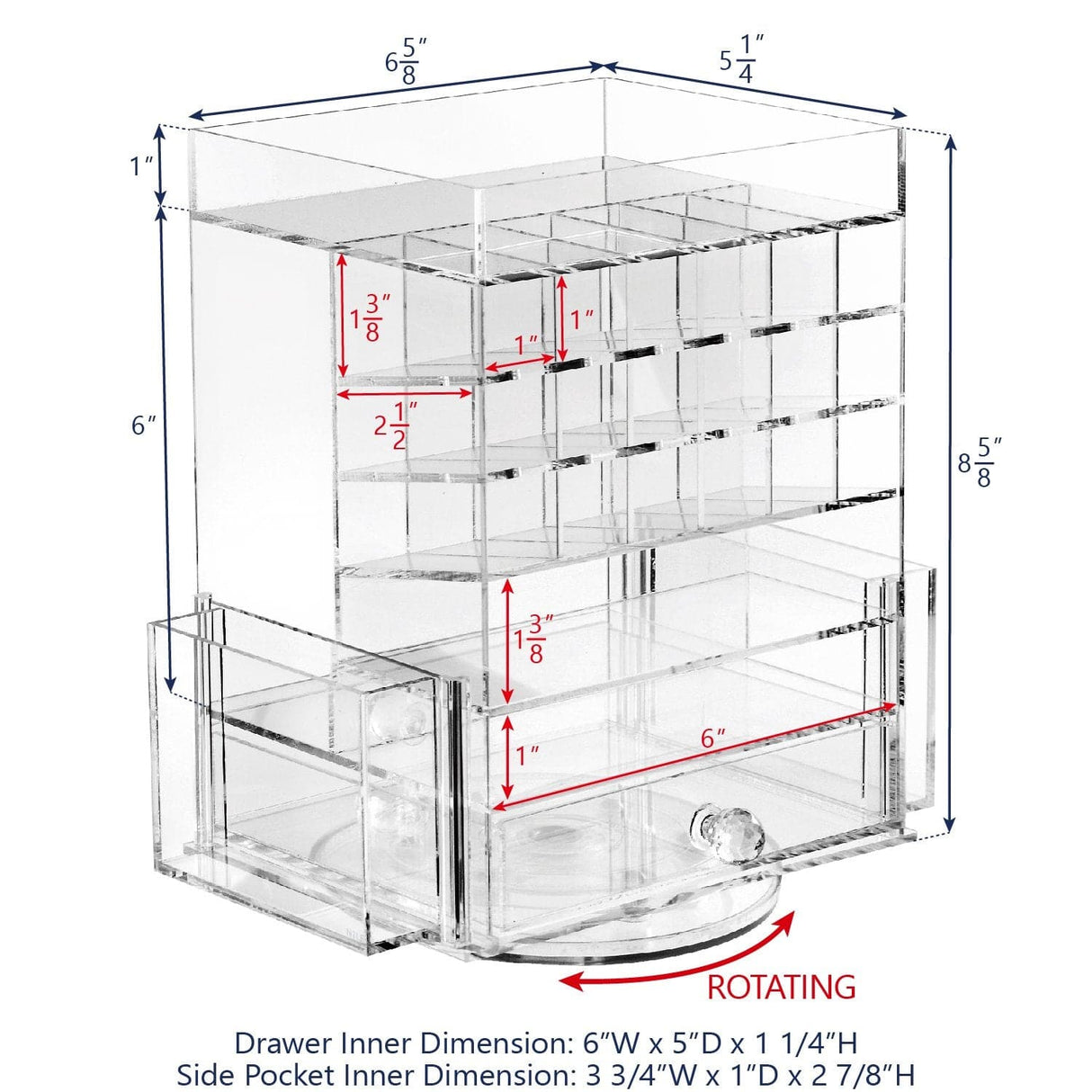 #COM0302CL Acrylic Multi-functional Jewelry Cosmetic Storage Makeup Organizer