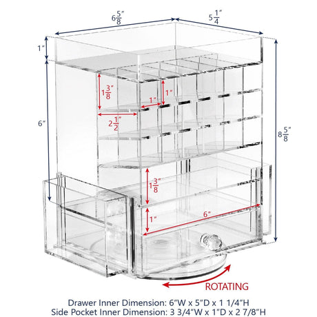 #COM0302CL Acrylic Multi-functional Jewelry Cosmetic Storage Makeup Organizer