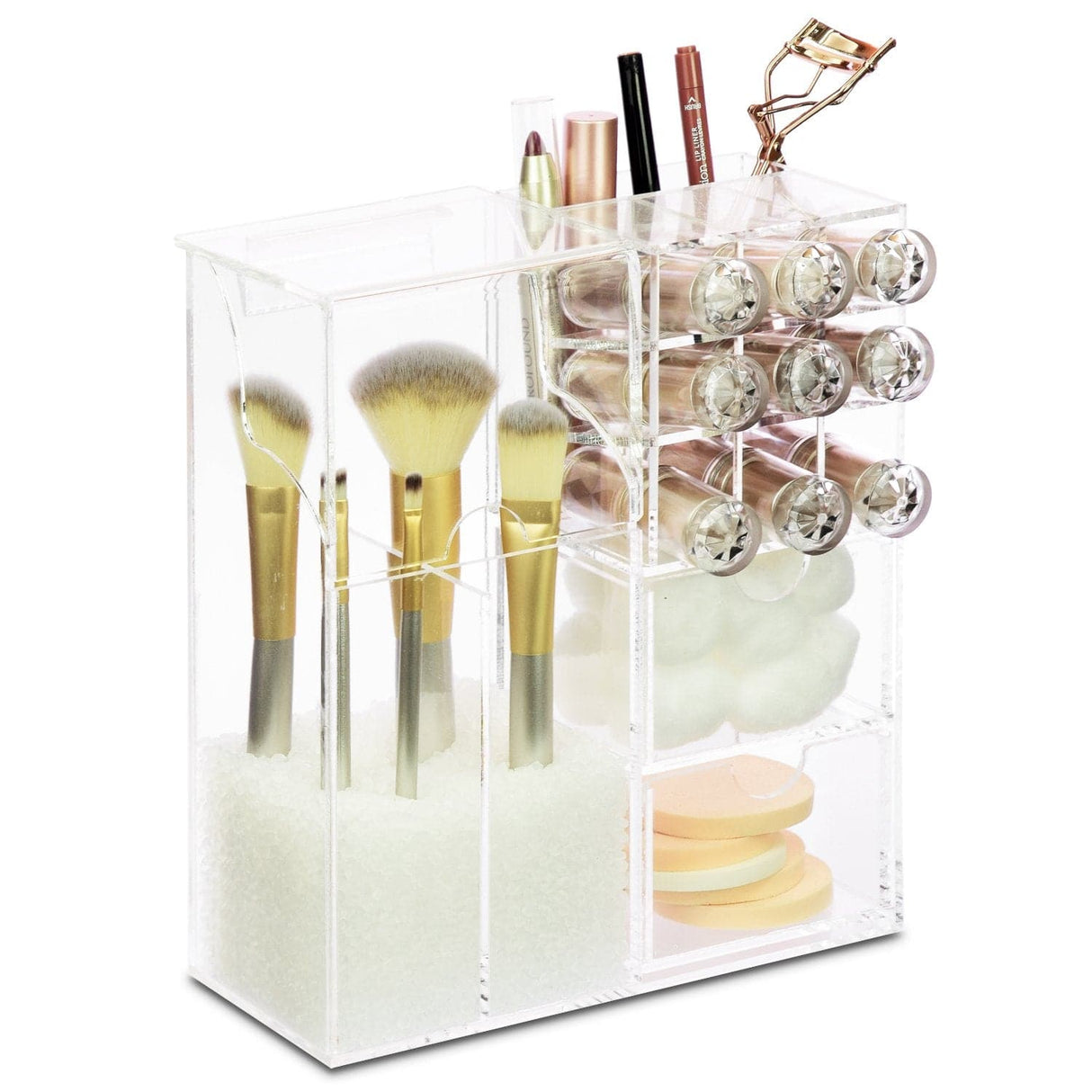 #COM6320 Clear Acrylic Makeup Organizer Case with Beads