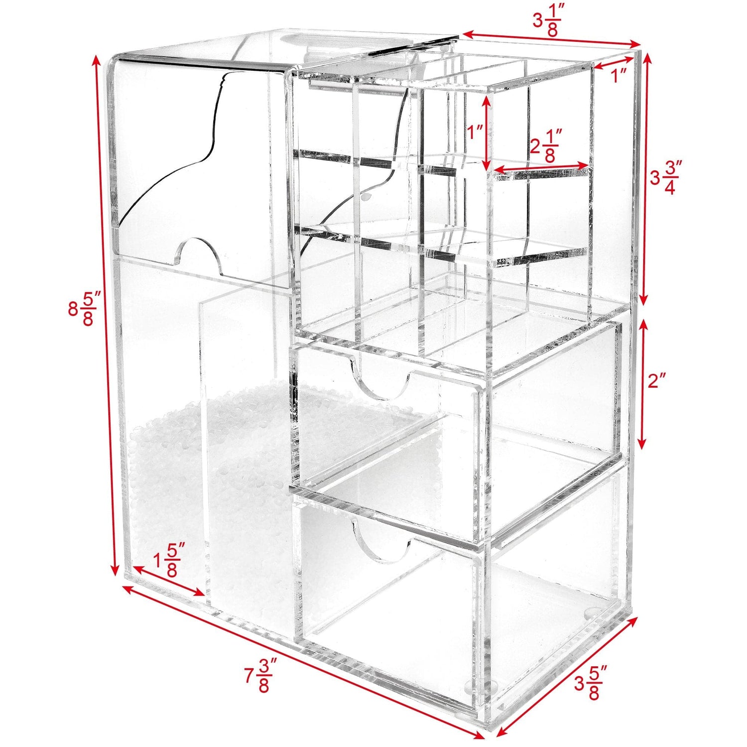 #COM6320 Clear Acrylic Makeup Organizer Case with Beads