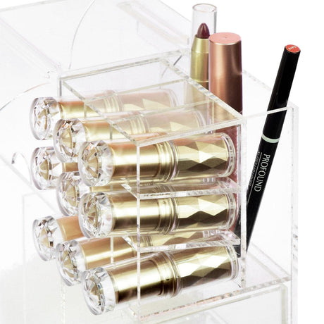 #COM6320 Clear Acrylic Makeup Organizer Case with Beads