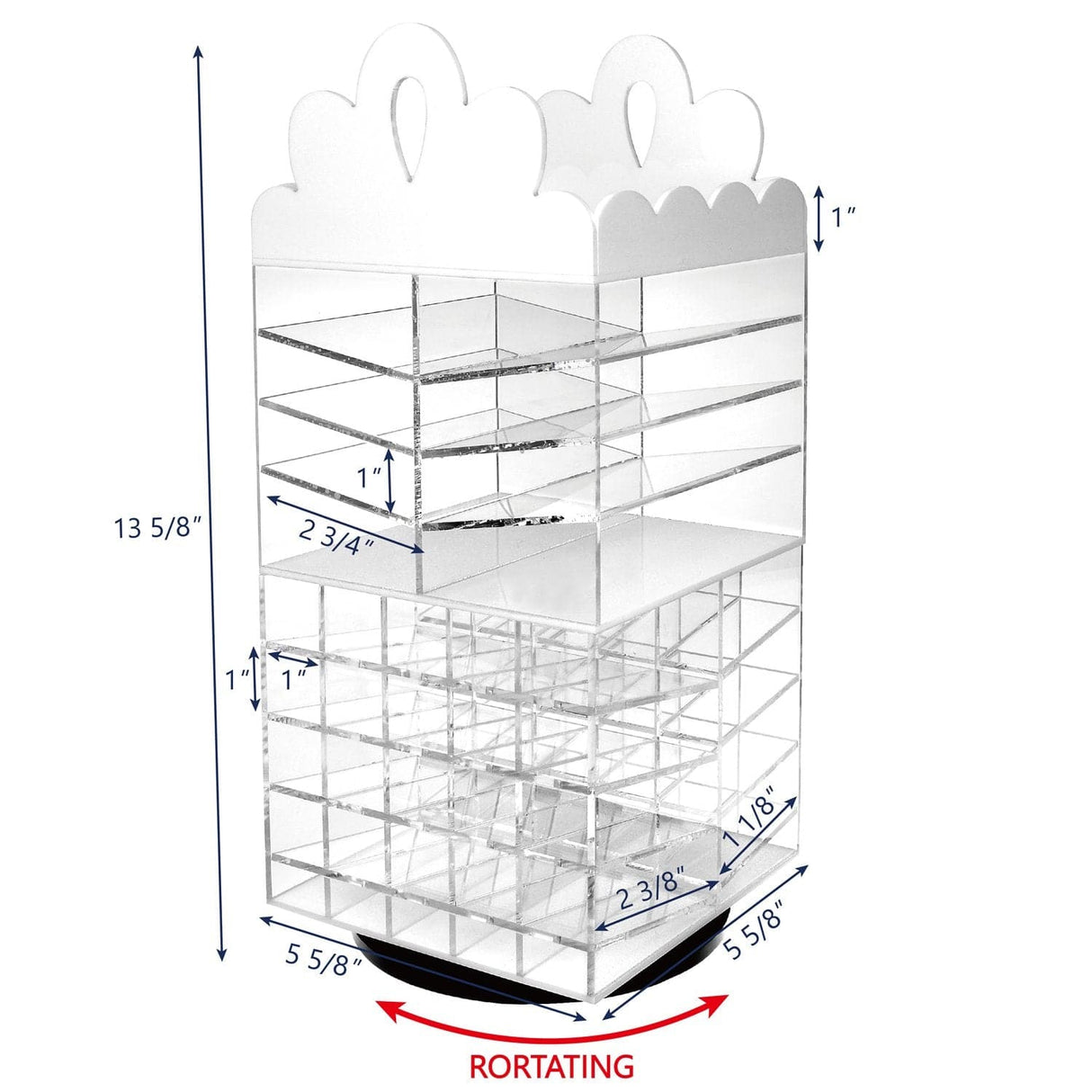 #COM6501 Princess Tiara Design Acrylic Rotating Makeup Organizer