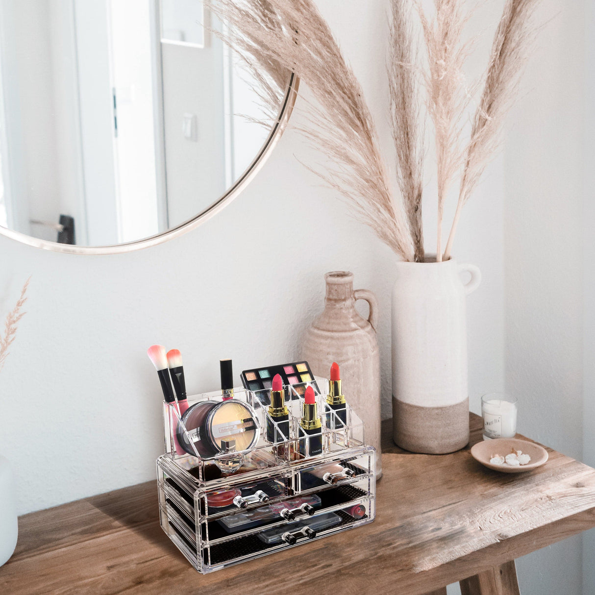 #COMS2915 Acrylic Makeup Organizer & Jewelry Storage Two Pieces Set