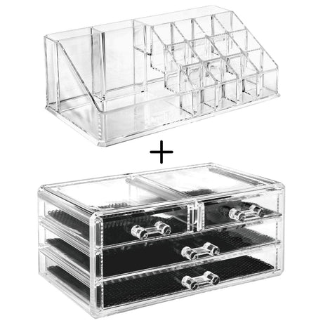 #COMS2915 Acrylic Makeup Organizer & Jewelry Storage Two Pieces Set