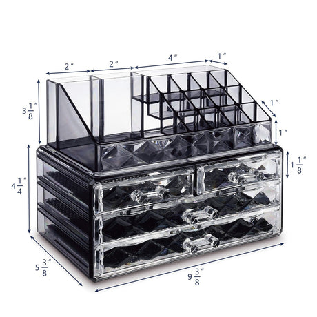 #COMS4496BK Jewelry and Makeup Organizer Two Pieces Set