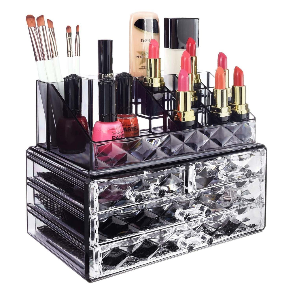 Nilecorp Acrylic Jewelry & Cosmetic Storage Display Boxes Two Pieces Set