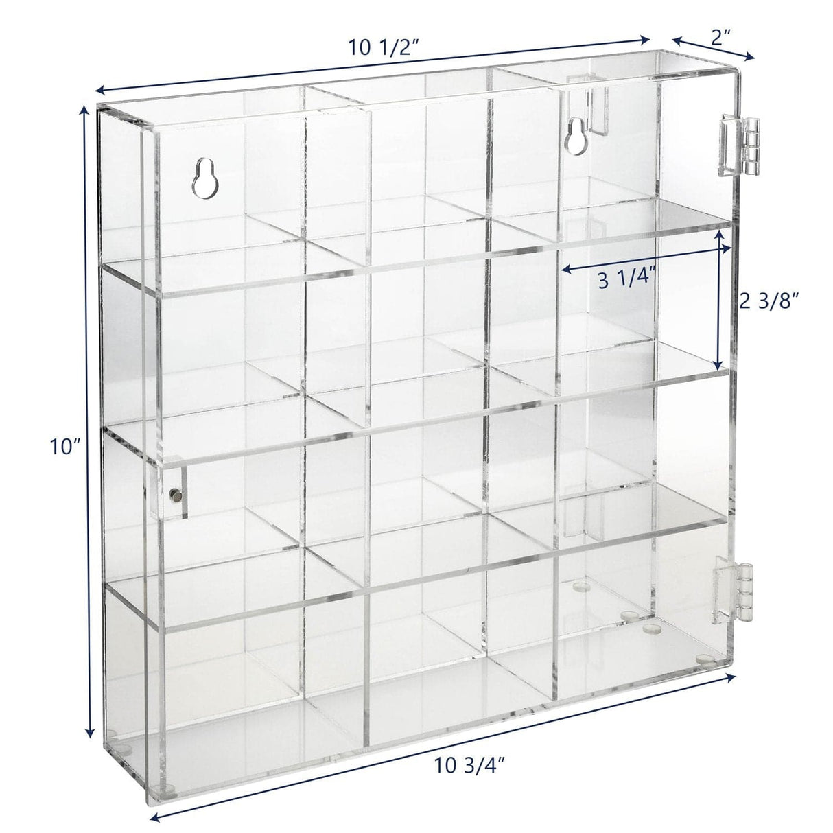 #COT1834 Mountable 12 Compartments Display case  with Mirrored Back