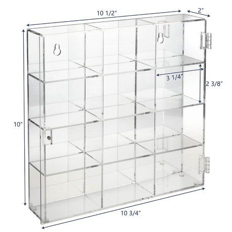 #COT1834 Mountable 12 Compartments Display case  with Mirrored Back