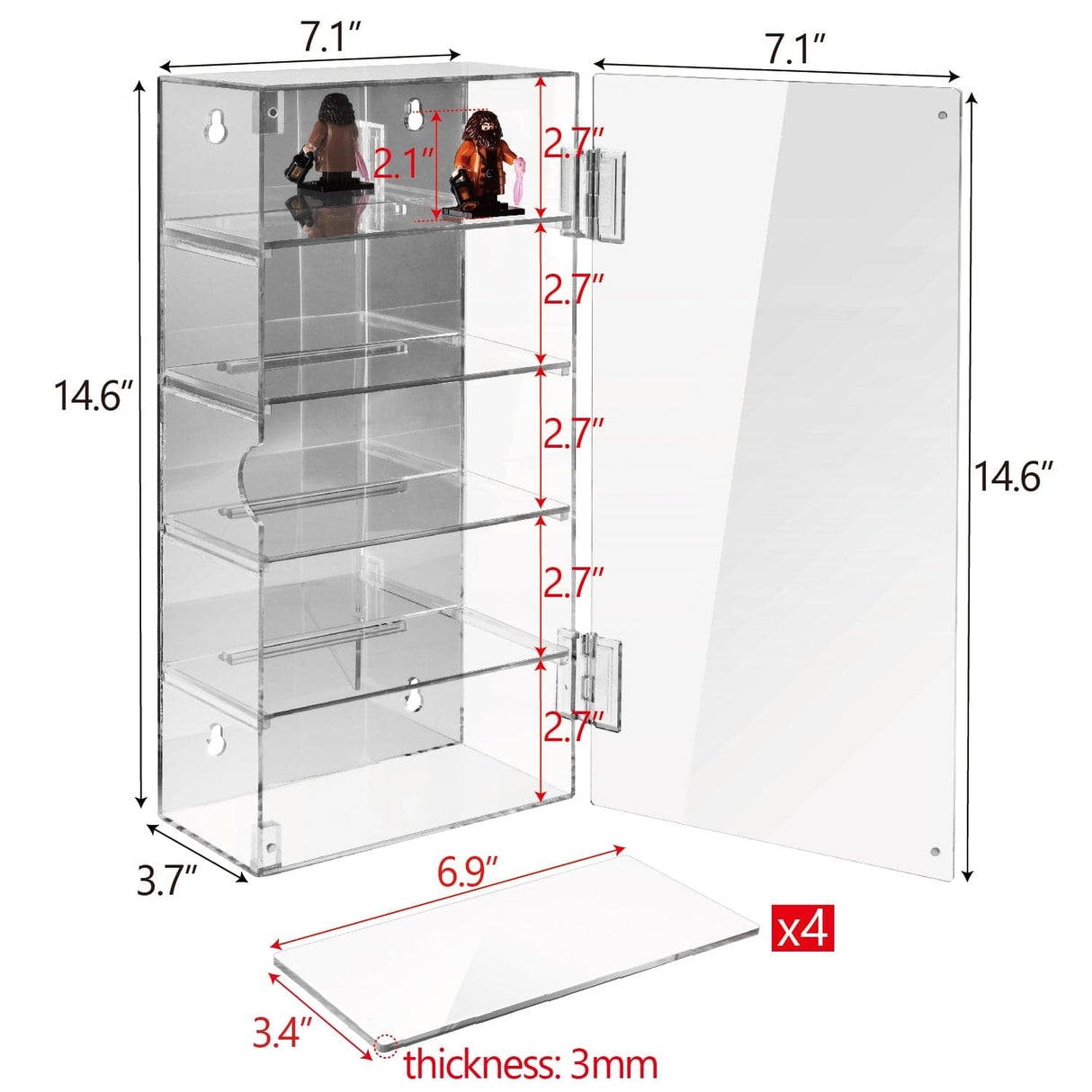 #DP320-A Acrylic Mountable 5 Levels Mirrored Back Display Shelf