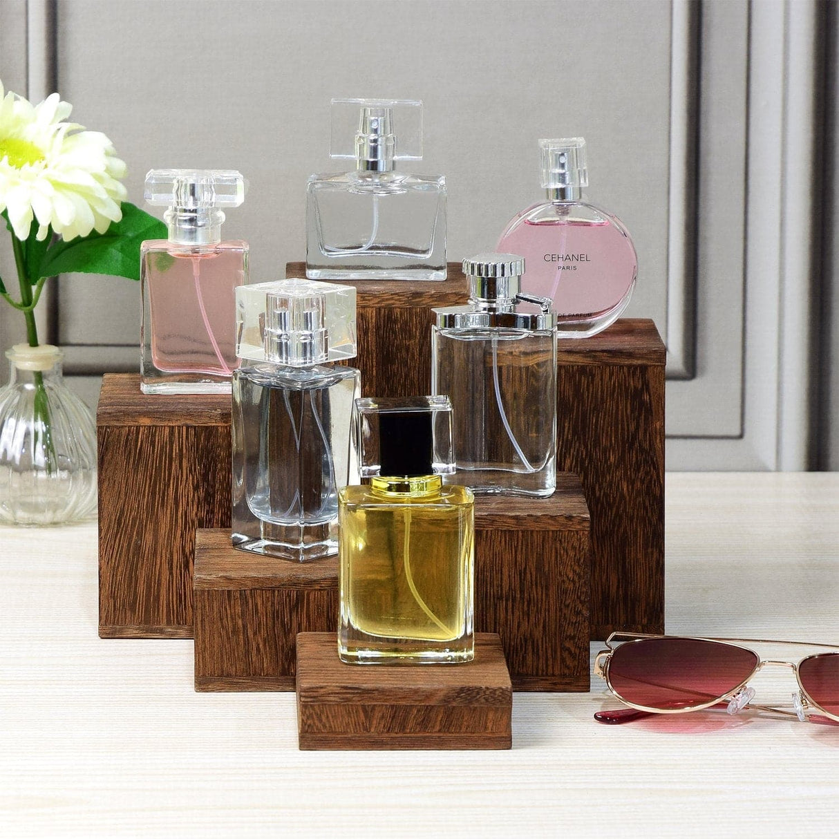 #DPW514-BR Wooden 6 Pcs Square Risers Display, Brown Color