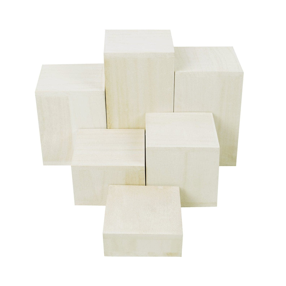 #DPW514-WH 6 Pcs Wooden Square Risers for Jewelry Display Stand