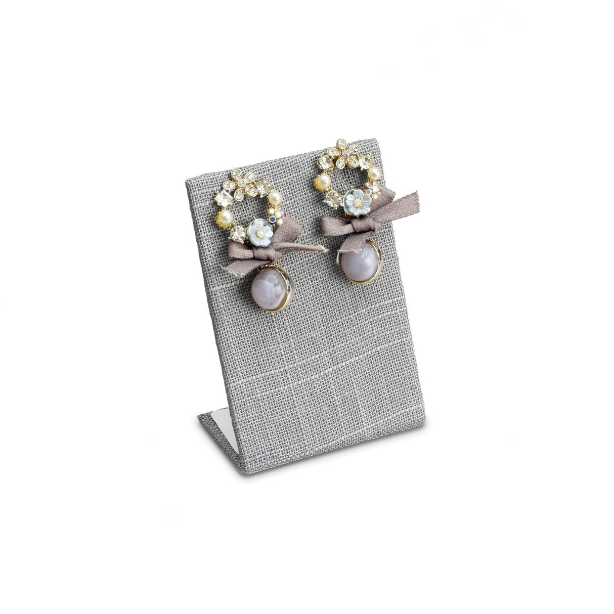 #ED-2140N-N21 Gray Burlap Linen Earring & Pendant Display Stand