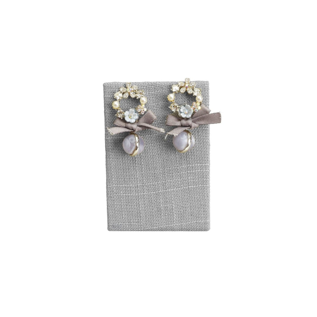 #ED-2140N-N21 Gray Burlap Linen Earring & Pendant Display Stand