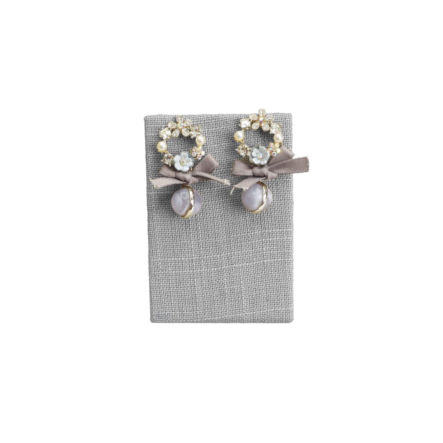 #ED-2140N-N21 Gray Burlap Linen Earring & Pendant Display Stand