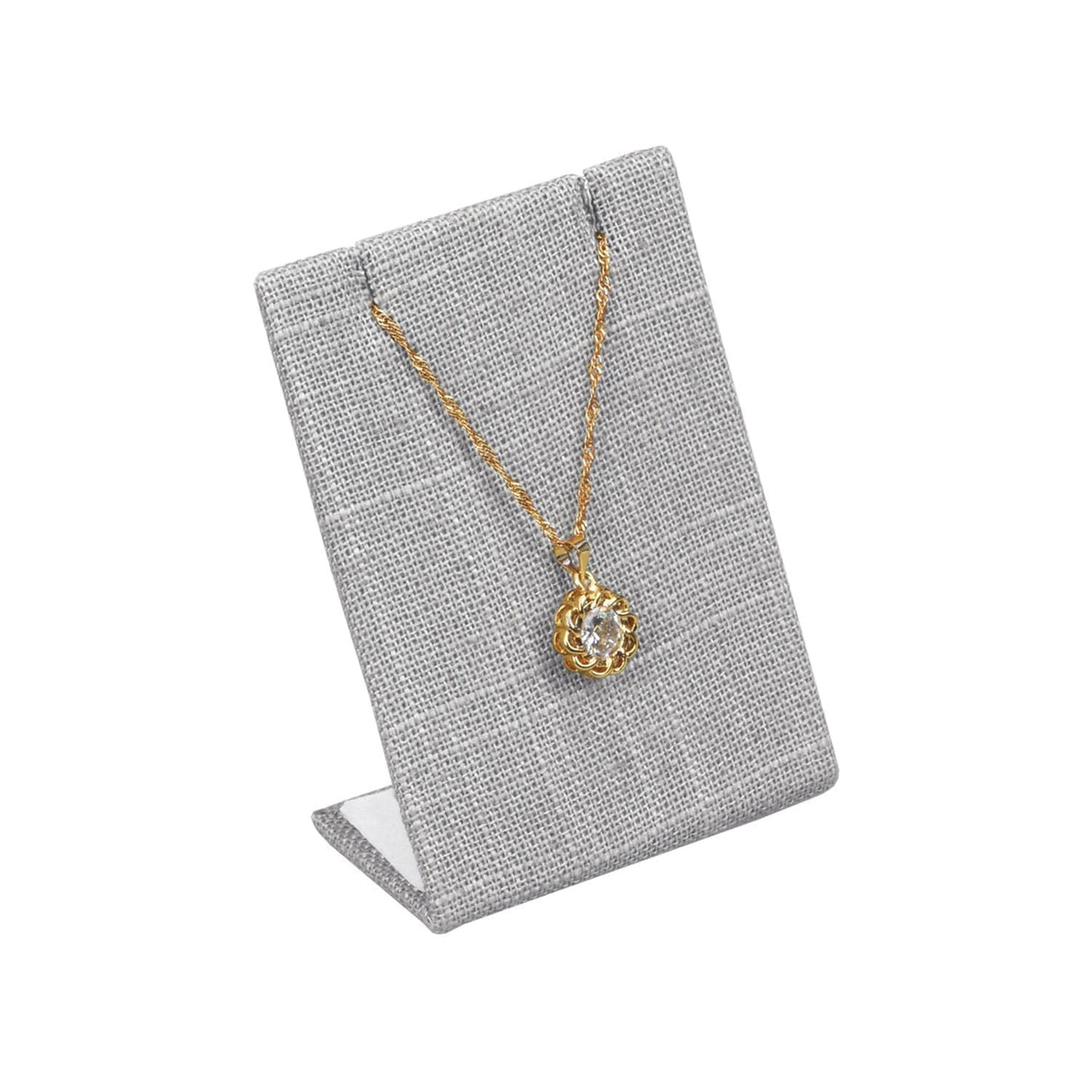 #ED-2140N-N21 Gray Burlap Linen Earring & Pendant Display Stand