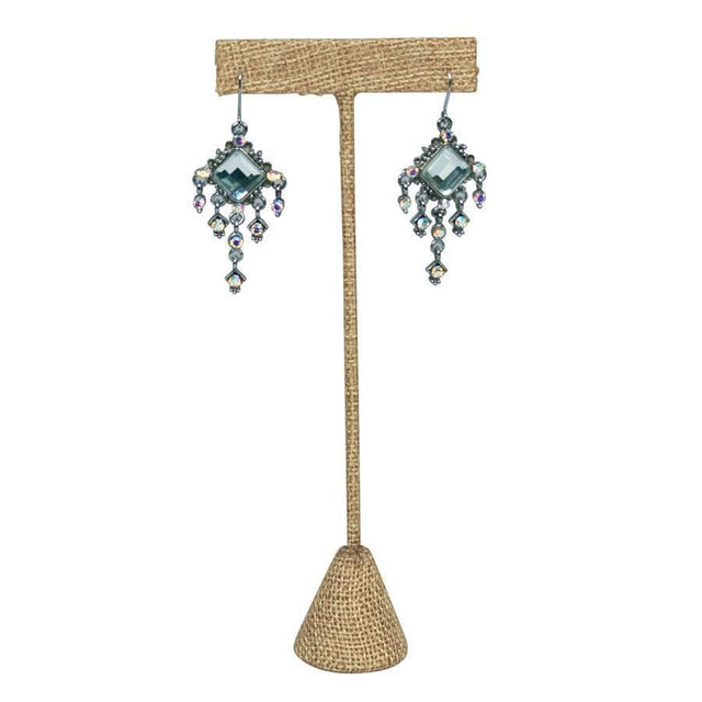 Tall "T" Shape Earring Stand Burlap Linen-Nile Corp