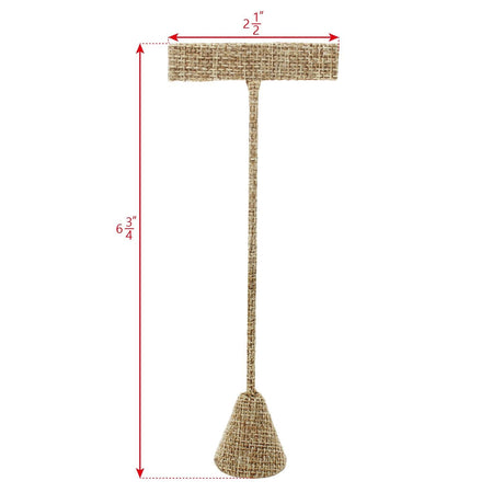 Tall "T" Shape Earring Stand Burlap Linen-Nile Corp