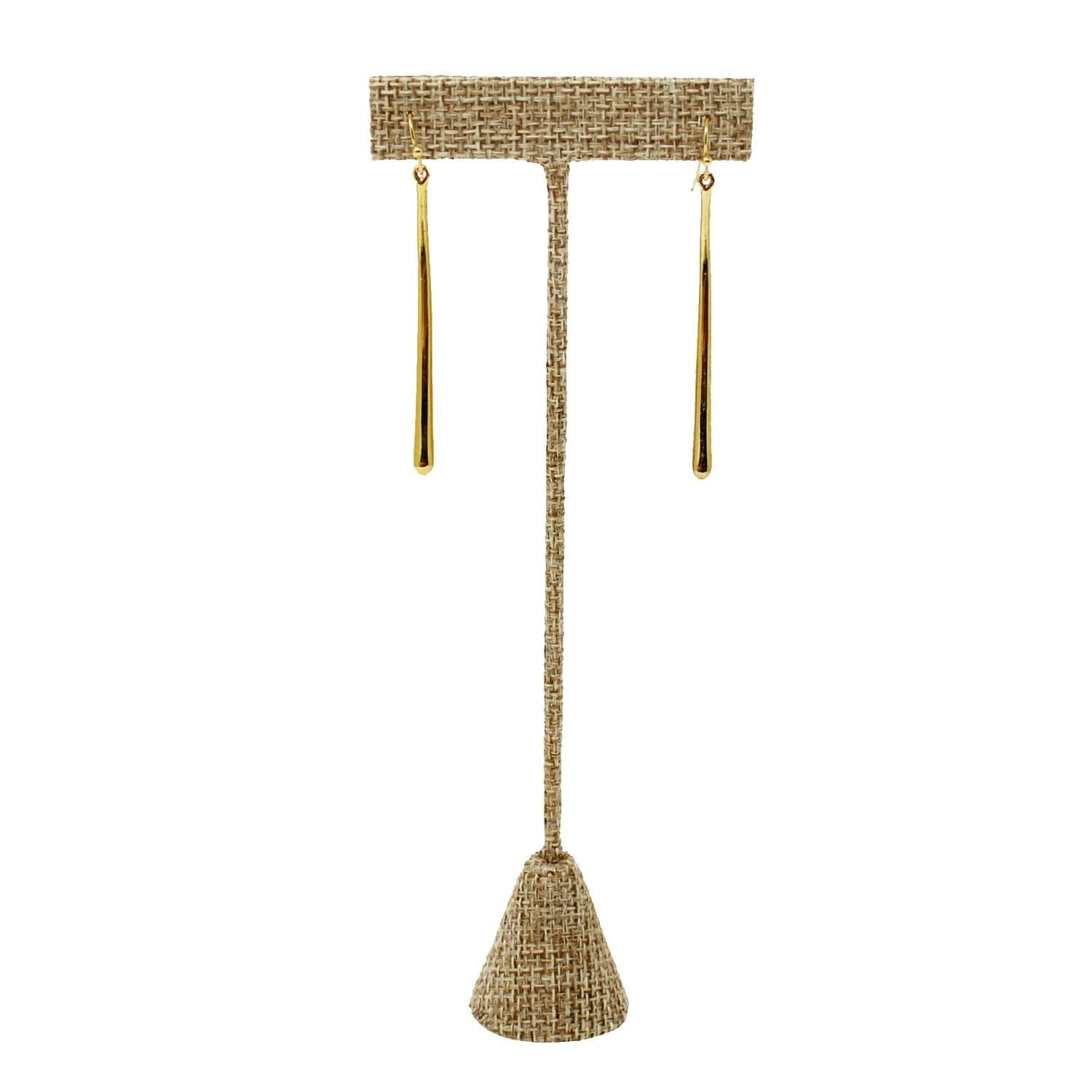 Tall "T" Shape Earring Stand Burlap Linen-Nile Corp