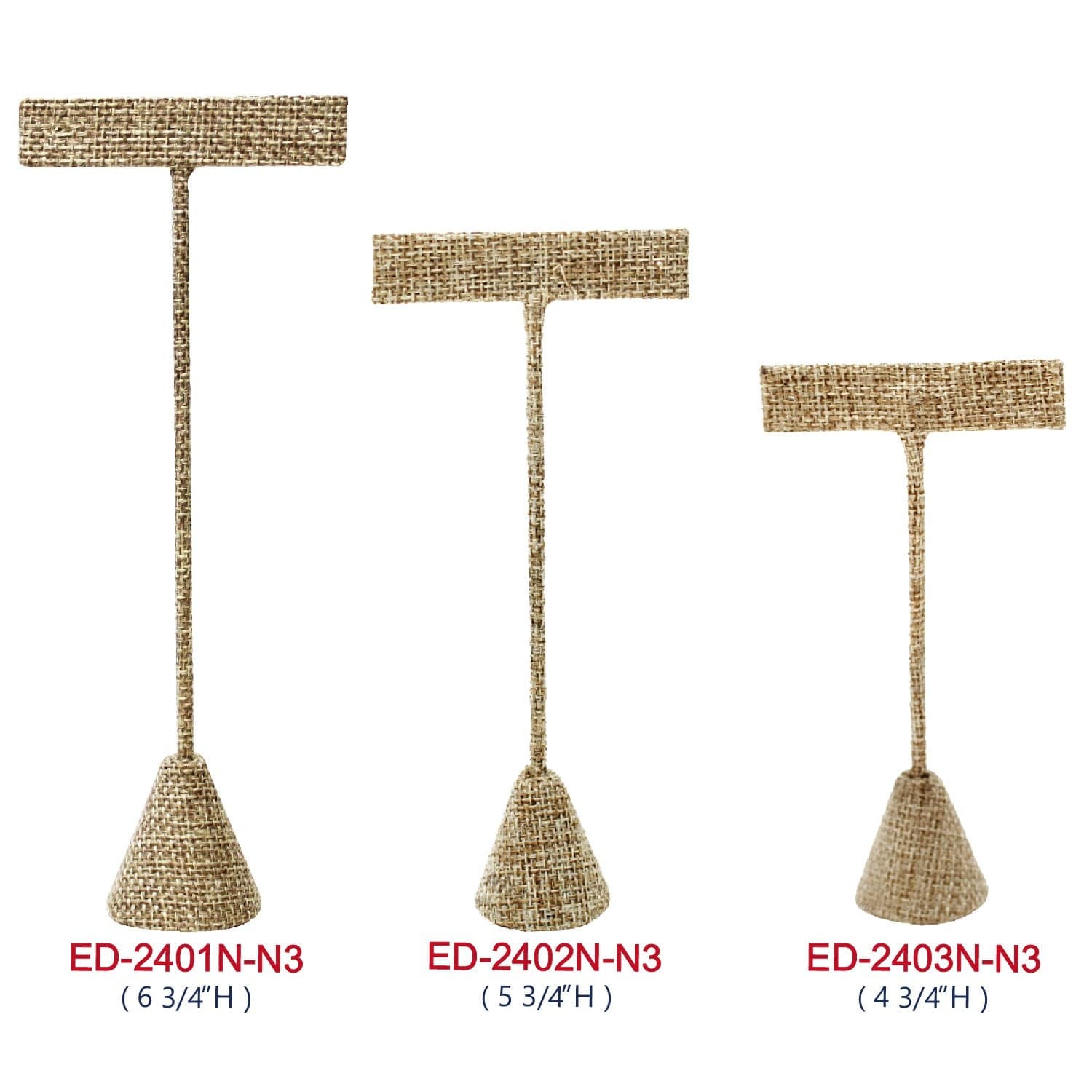 Tall "T" Shape Earring Stand Burlap Linen-Nile Corp