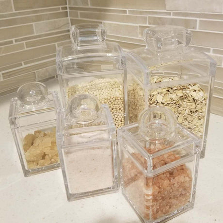 #HW2455 Acrylic 5 Pieces Seasoning Containers and Food Storage Jars