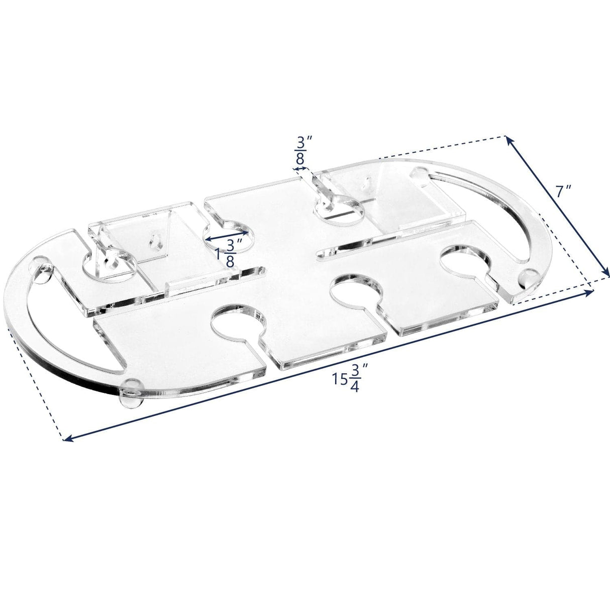 #HW336 Wall Mounted Clear Acrylic Wine Glasses Tray Shelf Rack with Cutout Handles for 6 Glasses