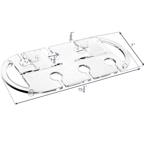 #HW336 Wall Mounted Clear Acrylic Wine Glasses Tray Shelf Rack with Cutout Handles for 6 Glasses