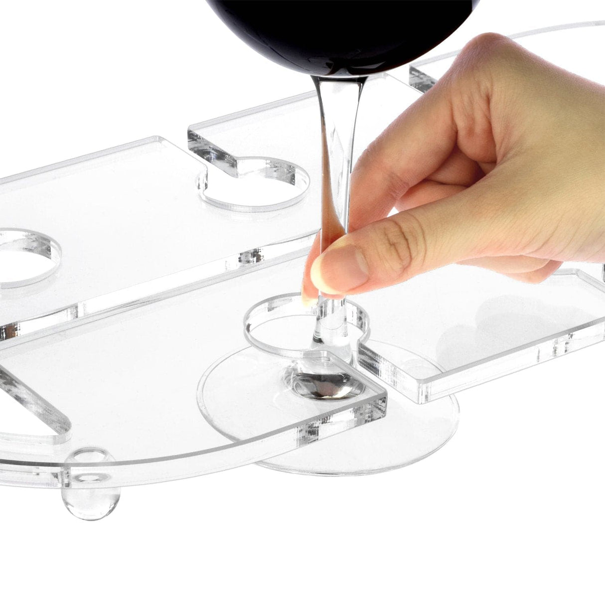 #HW336 Wall Mounted Clear Acrylic Wine Glasses Tray Shelf Rack with Cutout Handles for 6 Glasses