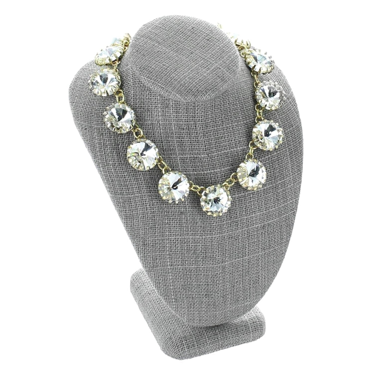 #ND-1896N-N21 Gray Burlap Linen Necklace Display Bust