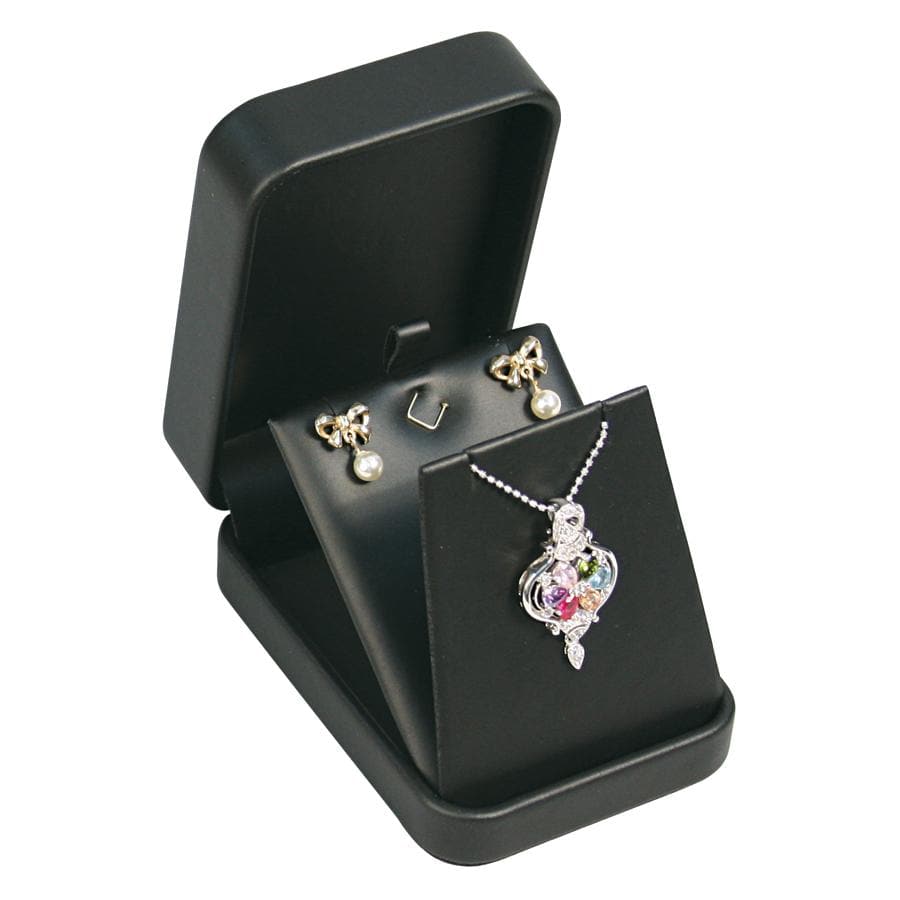 #RCE9 Round Corner Style Faux Leather Pendant Earring Box with 2 pcs Packer