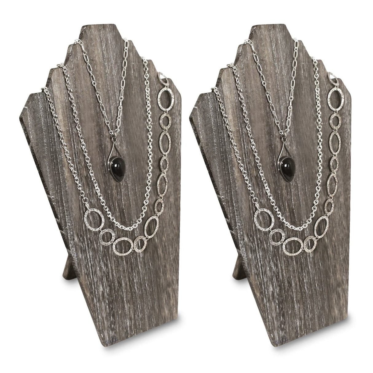 #S-WDN60-1x2 Wooden Jewelry Display Bust with Easel