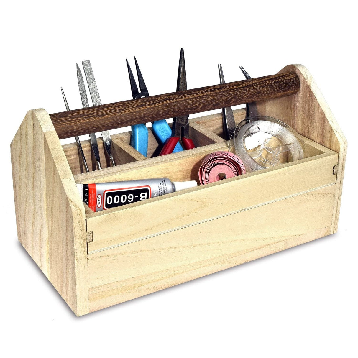 Natural Wood Color Wooden Craft Tool Box