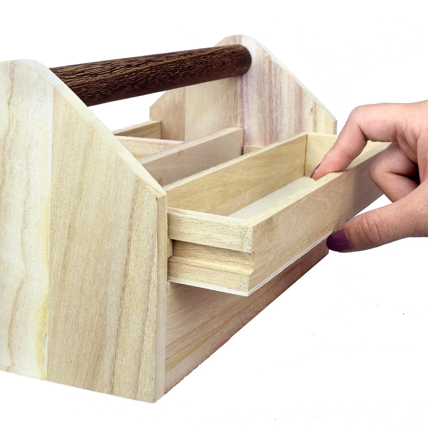 Natural Wood Color Wooden Craft Tool Box