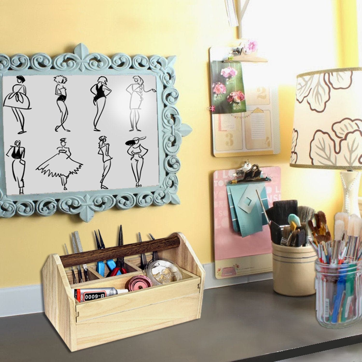 Natural Wood Color Wooden Craft Tool Box