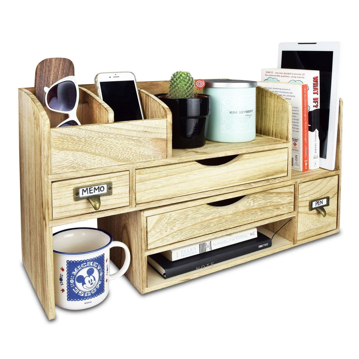#SAT107 Adjustable Wooden Desktop Organizer Office Supplies Storage