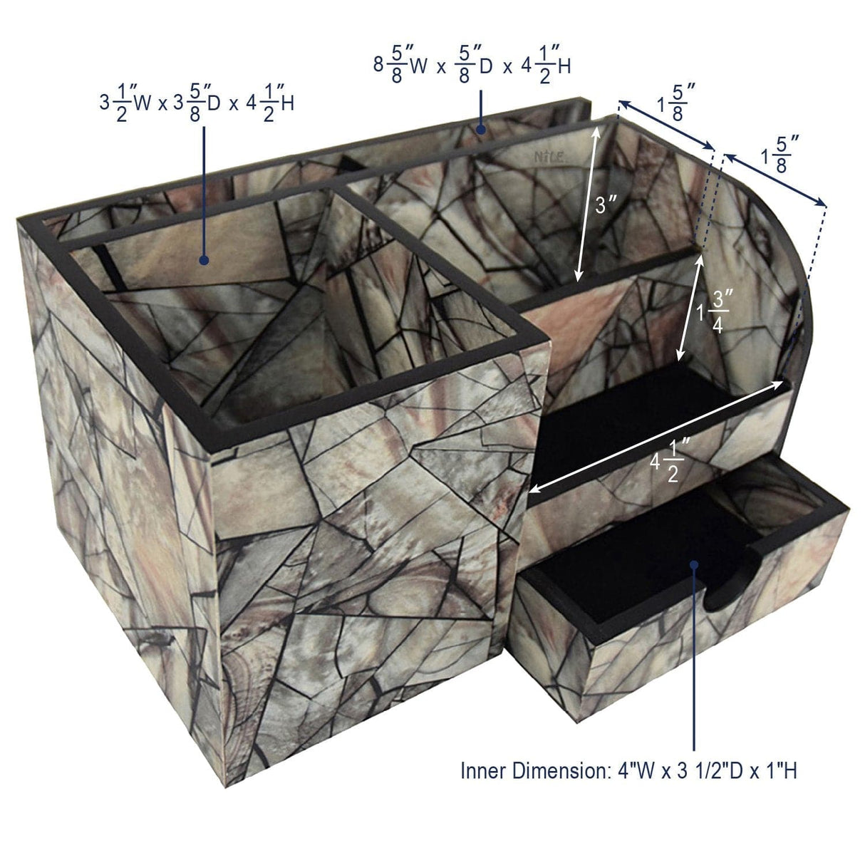 Wooden Marble Pattern Office Supplies Storage Desk Organizer-Nile Corp