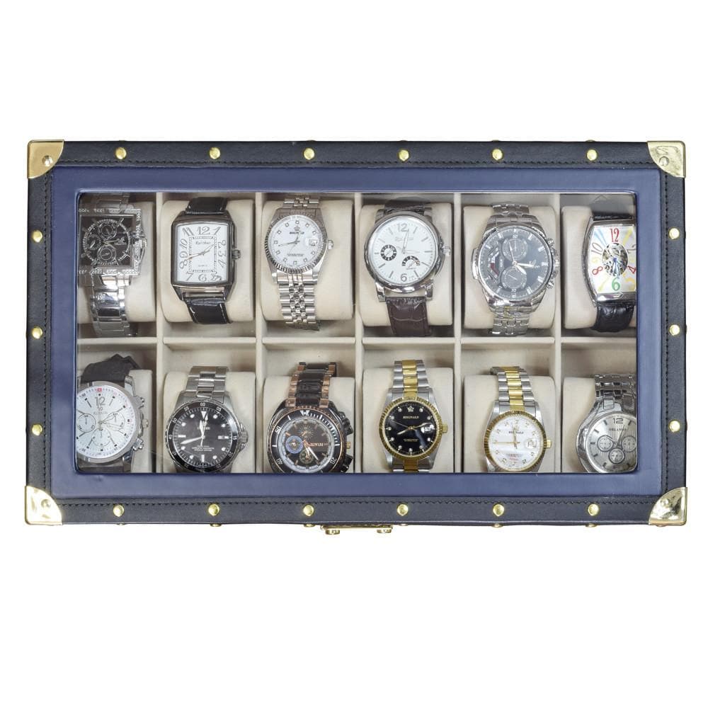 Leatherette Watch Box for 12 Watches-Nile Corp