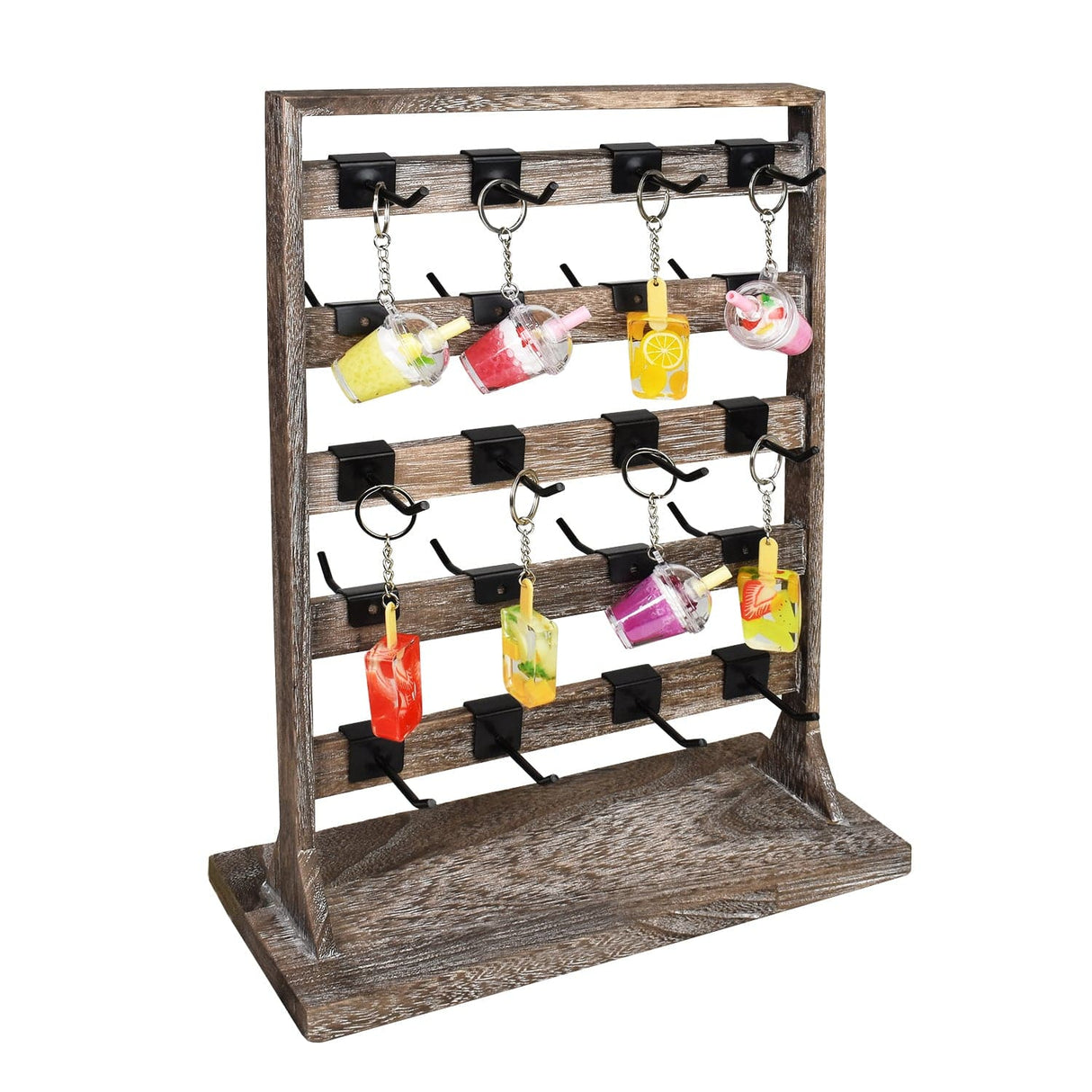 #WD2005 Wooden Jewelry earring rack display with 20 black hooks