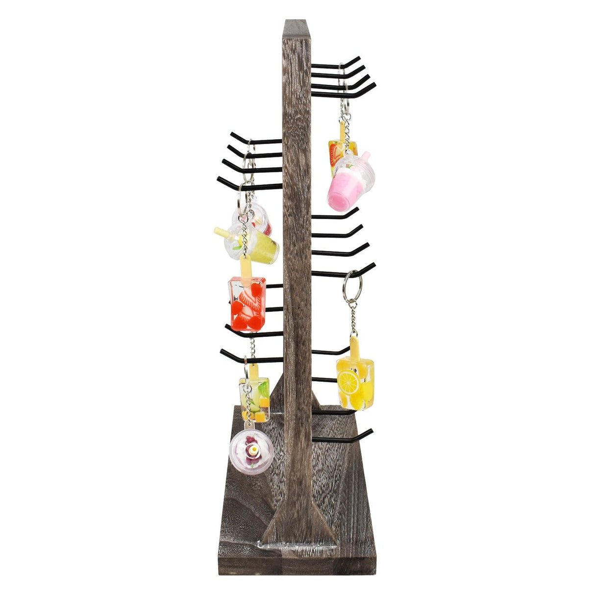 #WD2005 Wooden Jewelry earring rack display with 20 black hooks