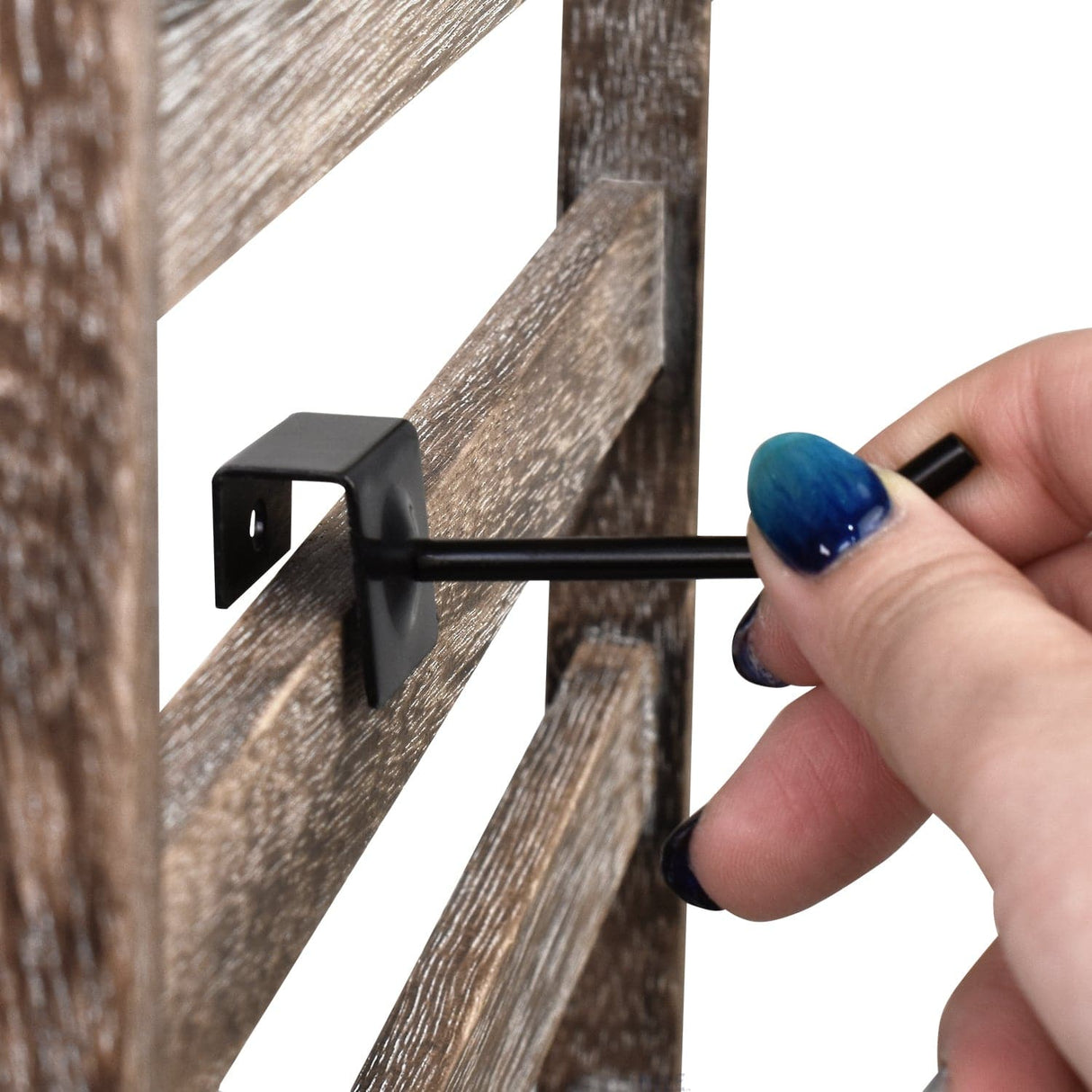 #WD2005 Wooden Jewelry earring rack display with 20 black hooks