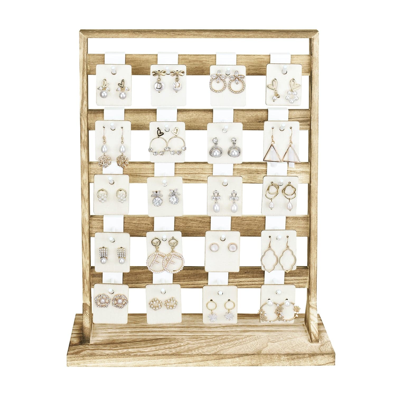 #WD2005 Wooden Hanger hook jewelry rack display with 20 white hooks