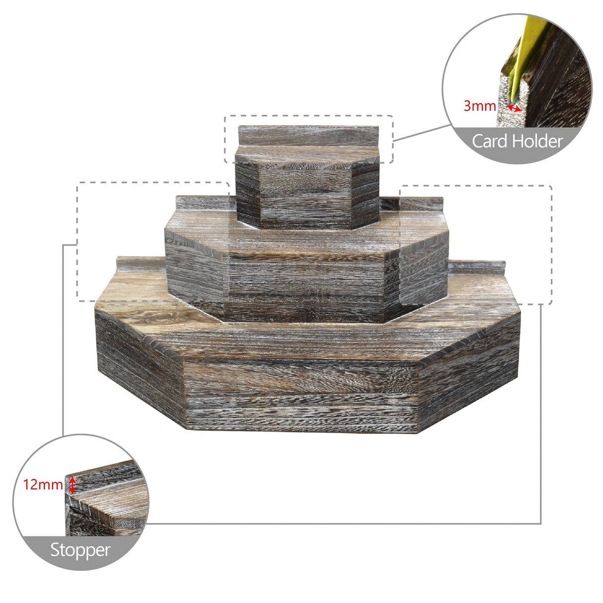 #WD3015-CF  3-Tier Coffee Color Wood Stair Step Display Risers