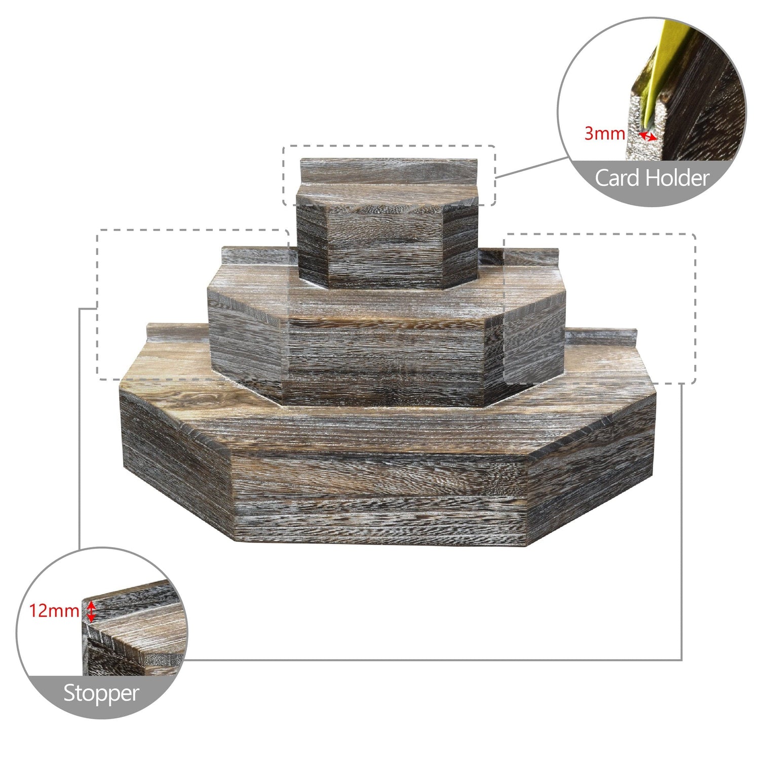 #WD3015-CF  3-Tier Coffee Color Wood Stair Step Display Risers