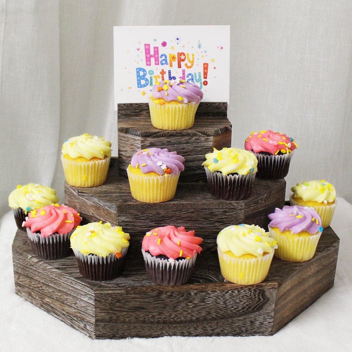 #WD3015-CF  3-Tier Coffee Color Wood Stair Step Display Risers