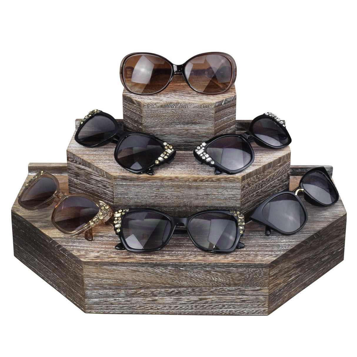 #WD3015-CF 3-Tier Coffee Color Wood Stair Step Display Risers