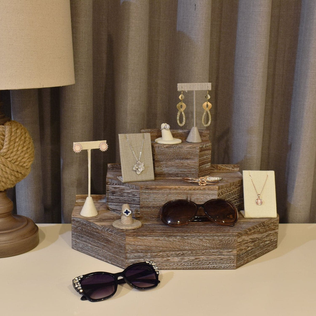 #WD3015-CF  3-Tier Coffee Color Wood Stair Step Display Risers